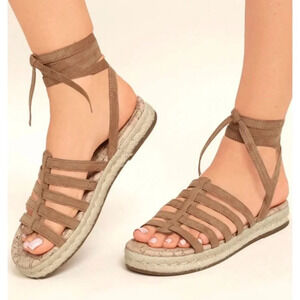 Circus by Sam Edelman Womens 6.5 Ariel Lace-Up Espadrilles Beige Sandals